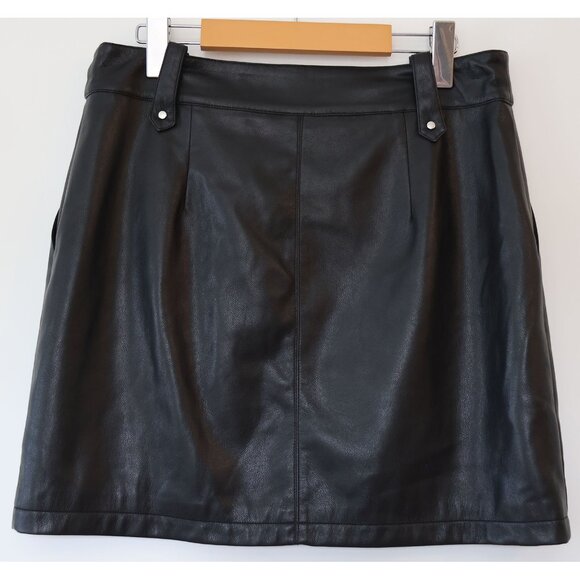 7 For All Mankind Faux Leather Zip-Front Mini Skirt L Black - Picture 3 of 3